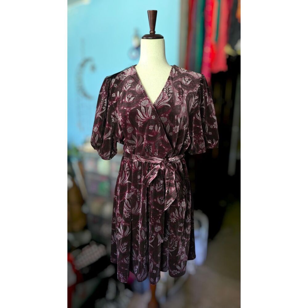 Deception Snake Foil Print Velour Mini Wrap Dress - Disturbia Sz 16